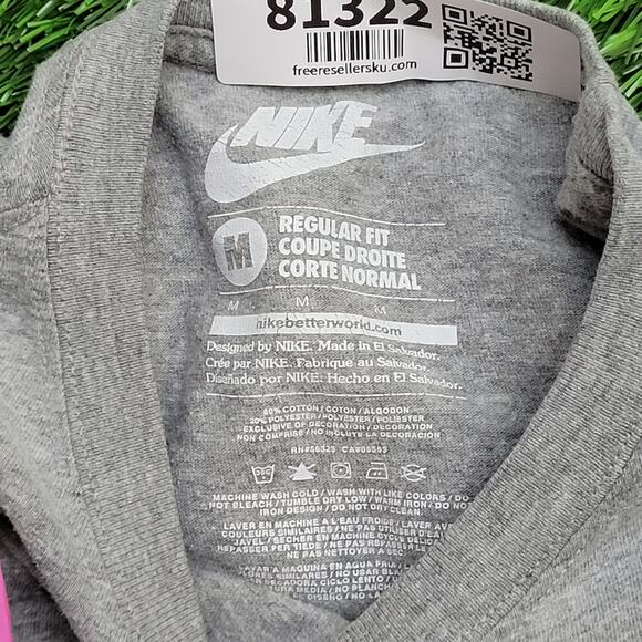 NIKE Shirt Medium 20x27 Heathered-Gray Neon Spellout - Picture 11 of 12